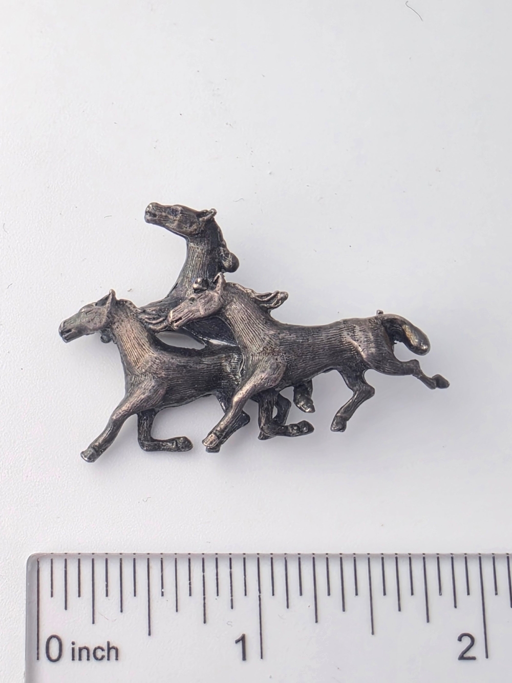 Vintage Signed Zentall Western Pewter Horse Stampede Brooch Pin 2"